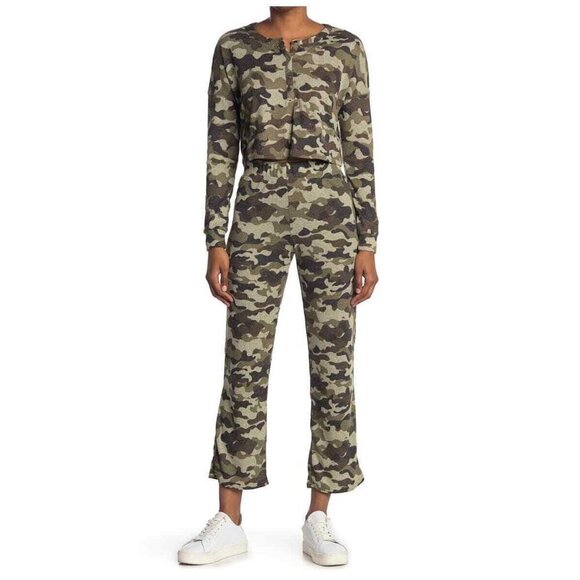 ROW A Womens Multicolor Camo Wide Leg Lounge Pants - Picture 1 of 5